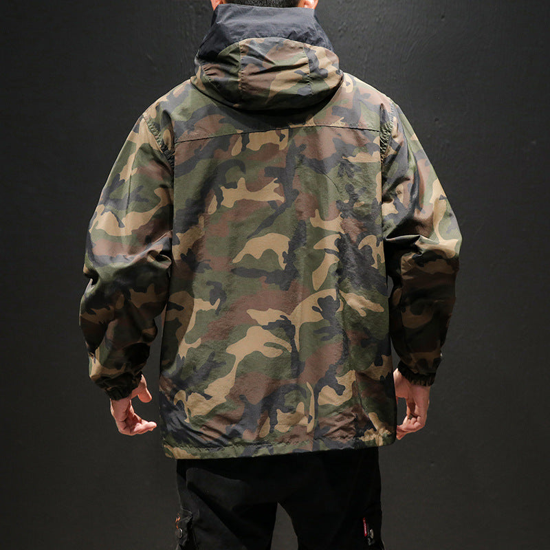 Elevate Your Style with the Oversized Reversible Camouflage Hooded Jacket