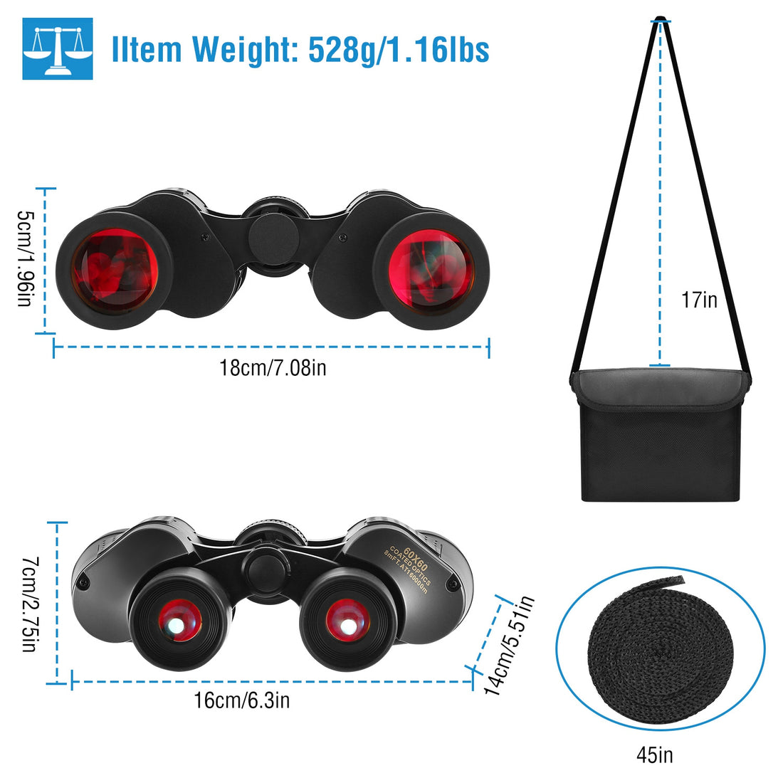 Portable HD Binoculars With FMC Lens Low Light Night Vision Telescope For Bird Watching Hunting Sports Events Concerts Adventure With Shoulder Strap Bag For Spring Summer Outdoor Adventure