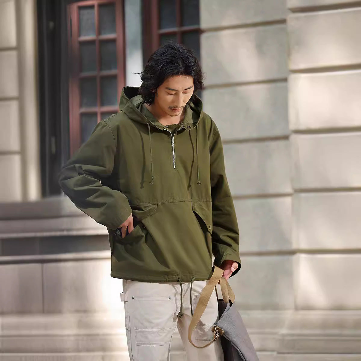 Hooded Camouflage Outdoor Trench Jacket