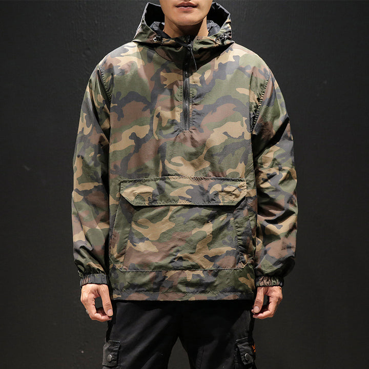 Oversized Reversible Camouflage Hooded Jacket