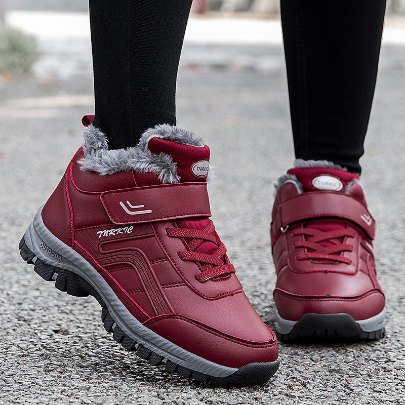 Winter Men Warm Plush Velcro Snow Boots