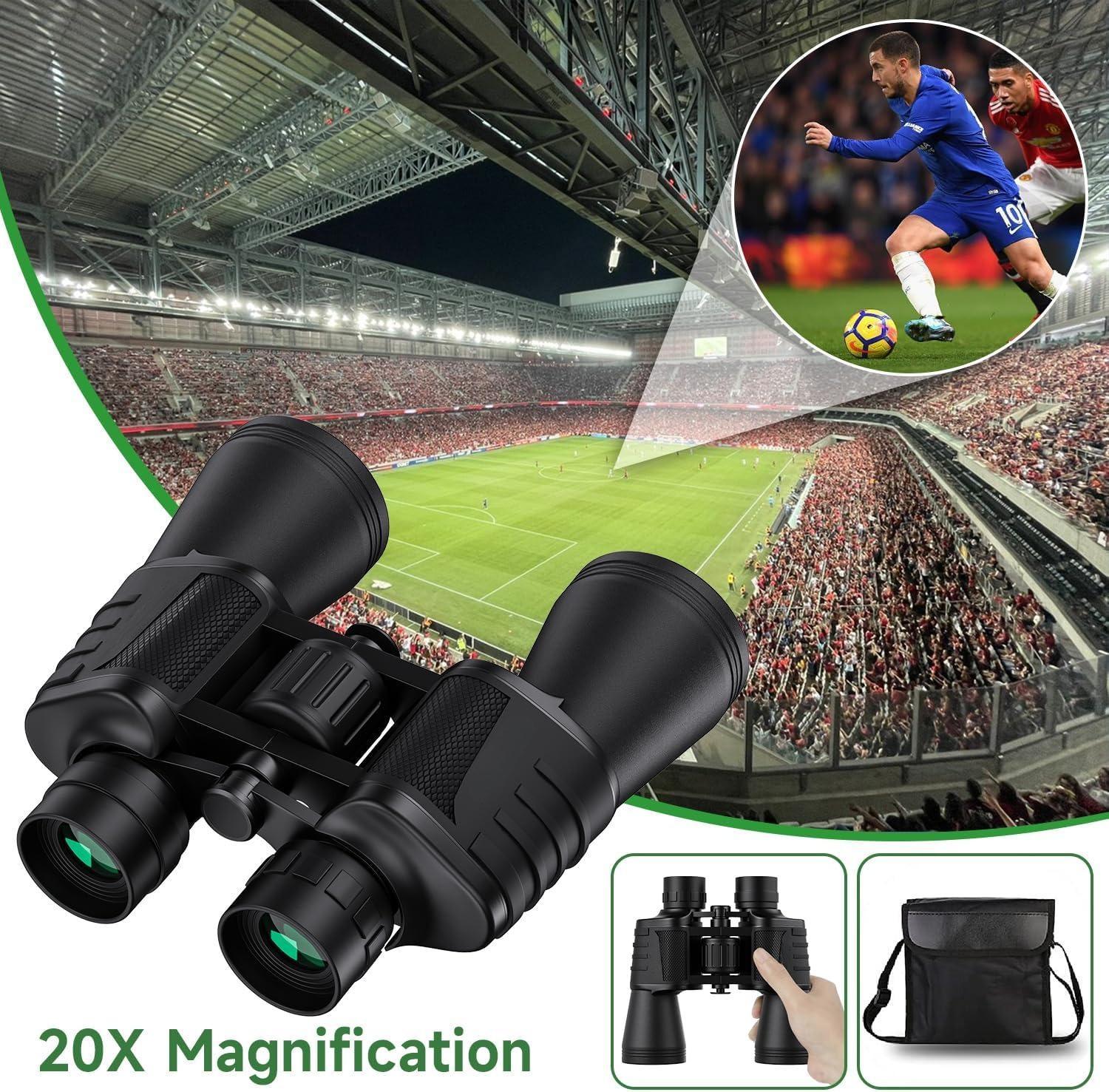 20x50 High Powered Binoculars For Adults, Waterproof Compact Binoculars With Low Light Vision For Bird Watching Hunting Football Games Travel Stargazing Cruise With Carrying Bag