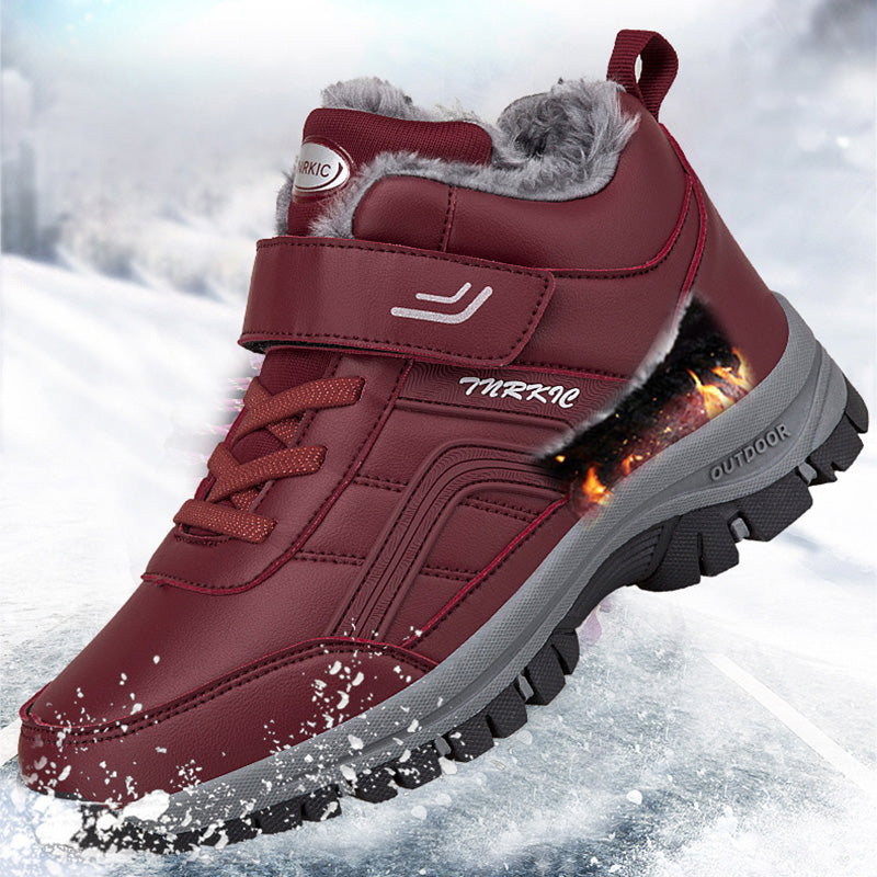 Winter Men Warm Plush Velcro Snow Boots