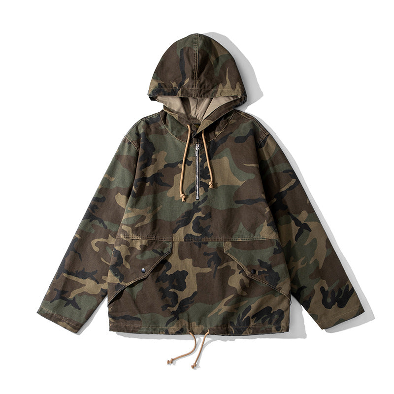 Hooded Camouflage Outdoor Trench Jacket