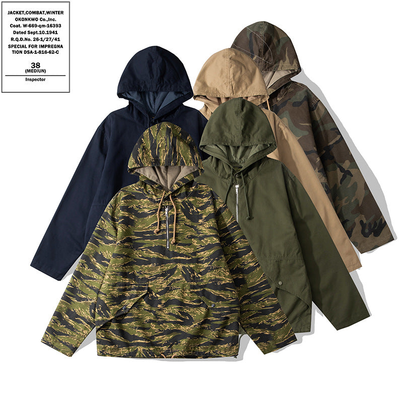 Hooded Camouflage Outdoor Trench Jacket