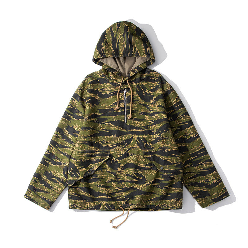 Hooded Camouflage Outdoor Trench Jacket