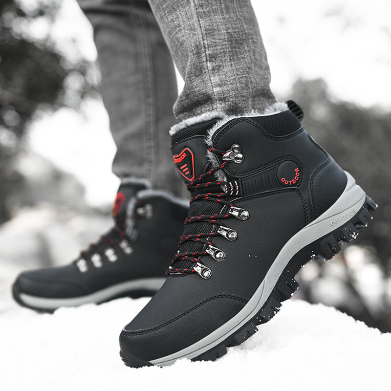 Winter Men Warm Plush Lace-up Shoes