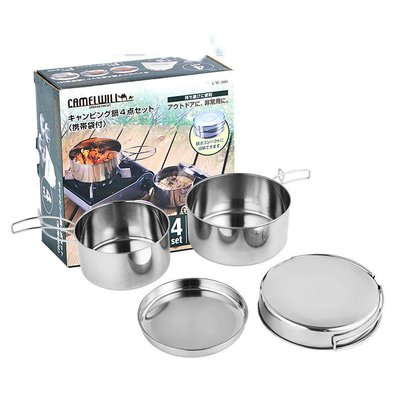 Outdoor Stainless Steel Portable Cookware Pot Set
