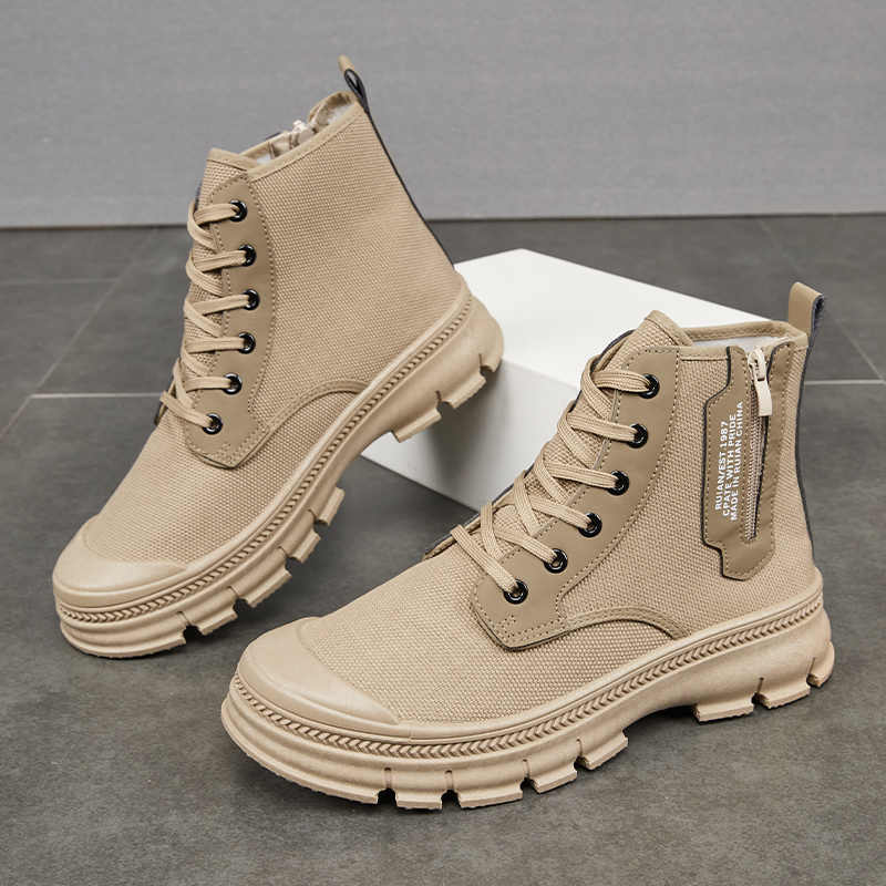 Men's Side Zipper High-top Shoes