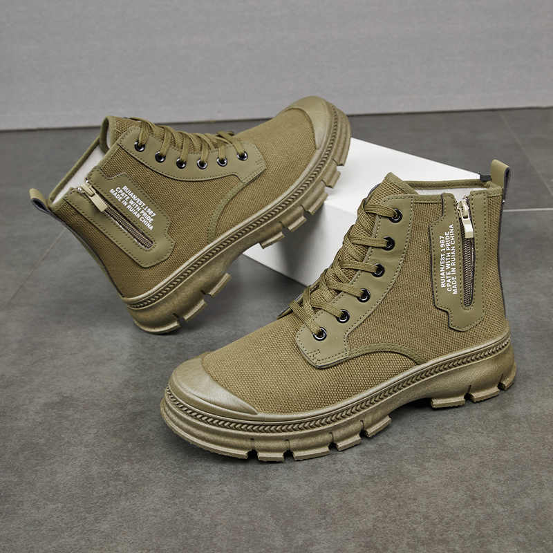 Men's Side Zipper High-top Shoes
