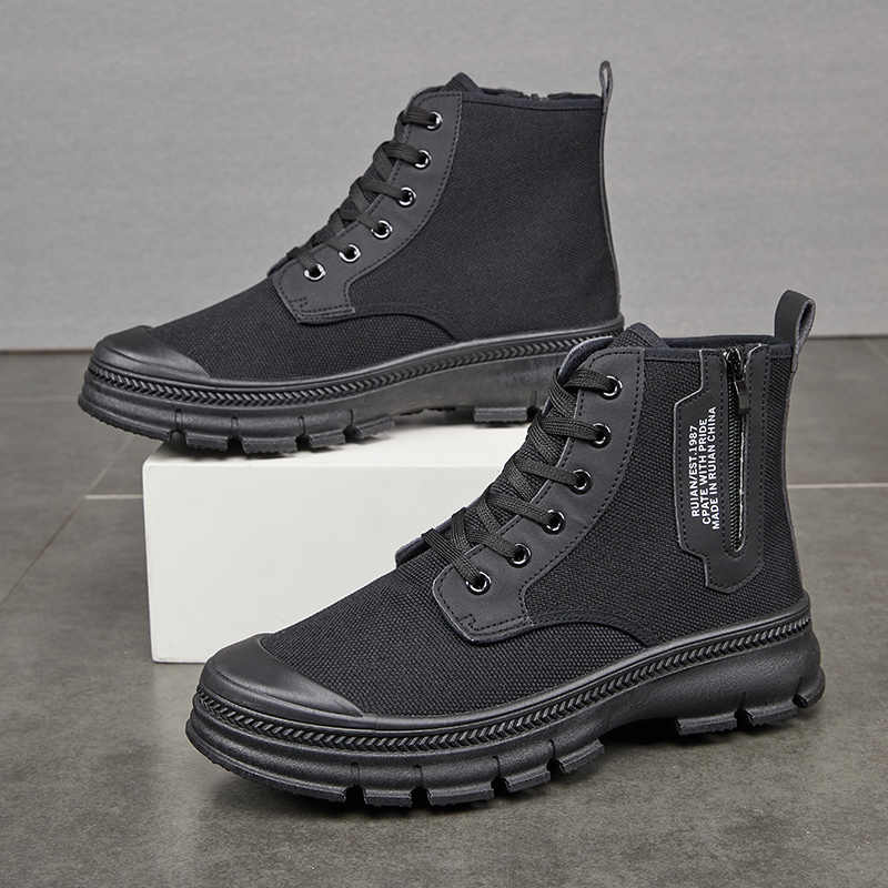 Men's Side Zipper High-top Shoes