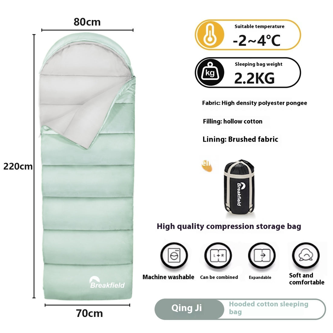 Outdoor Camping Waterproof Cotton Sleeping Bag