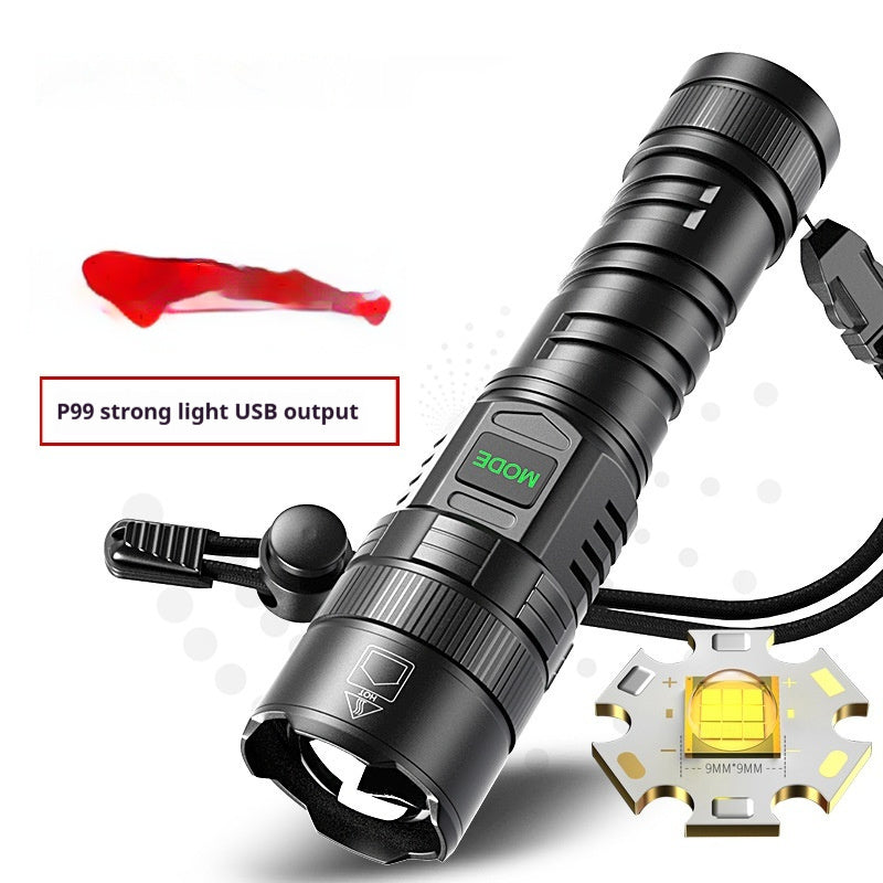 USB Charging Zoom Electric Display Camping Flashlight