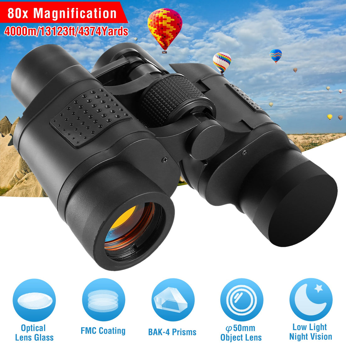 Portable HD Binoculars With FMC Lens Low Light Night Vision Telescope For Bird Watching Hunting Sports Events Concerts Adventure With Shoulder Strap Bag For Spring Summer Outdoor Adventure
