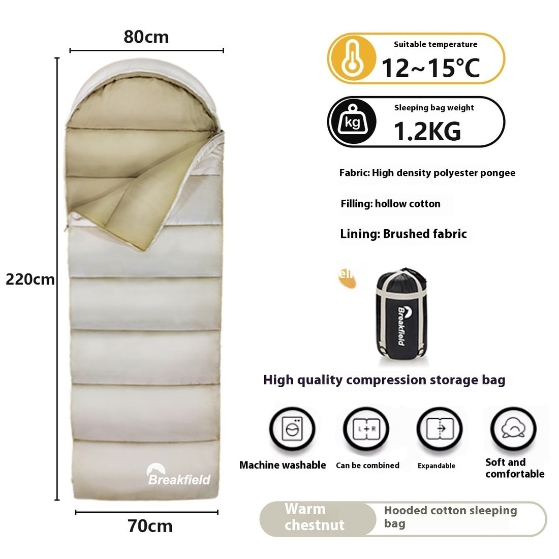 Outdoor Camping Waterproof Cotton Sleeping Bag