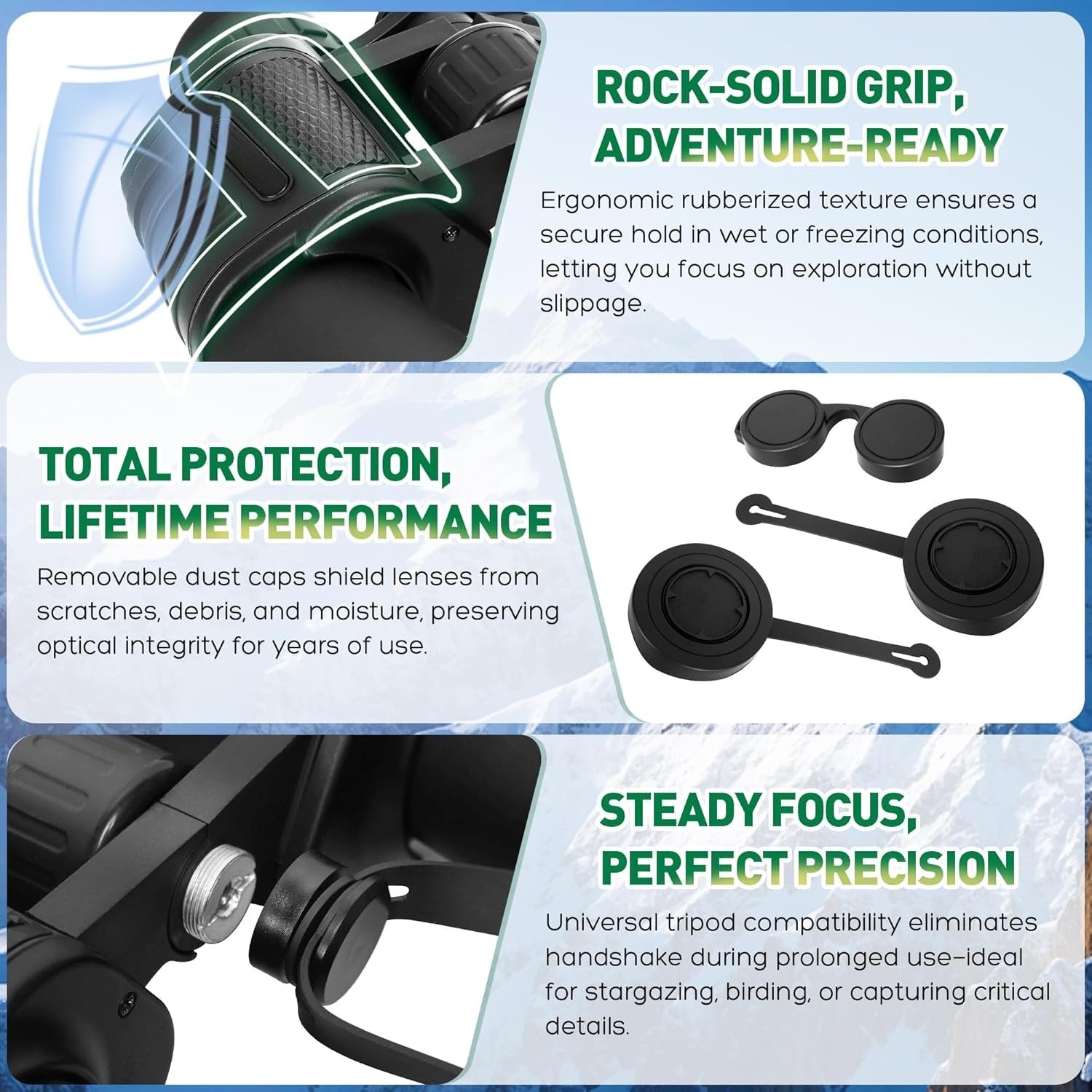 20x50 High Powered Binoculars For Adults, Waterproof Compact Binoculars With Low Light Vision For Bird Watching Hunting Football Games Travel Stargazing Cruise With Carrying Bag